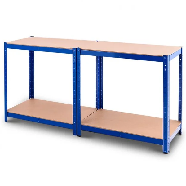 Etagère de Rangement à 4 Niveaux Stockage Rayonnage d’Atelier en Acier et MDF Capacité 520 kg 40x80x160cm Bleu