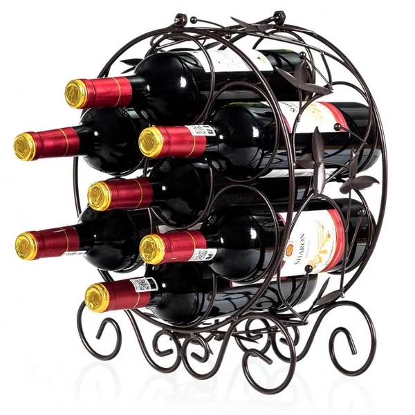 Etagère Rétro pour Bouteille de Vin Casier à Vin Design pour 7 Bouteilles Poignée en Fer 31x16x36cm Couleur Bronze