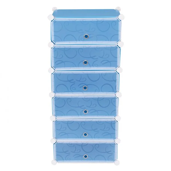 Etagère à Chaussures Modulable 6 cases Rangement à Chaussures Empilable en Plastique, Capacité 12 paires, 47.5x37x109cm