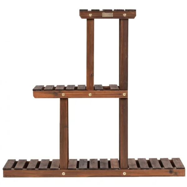 Etagère à Fleurs en Bois à 3 Niveaux Porte Fleurs en Echelle Verticale Capacité Charge.30KG