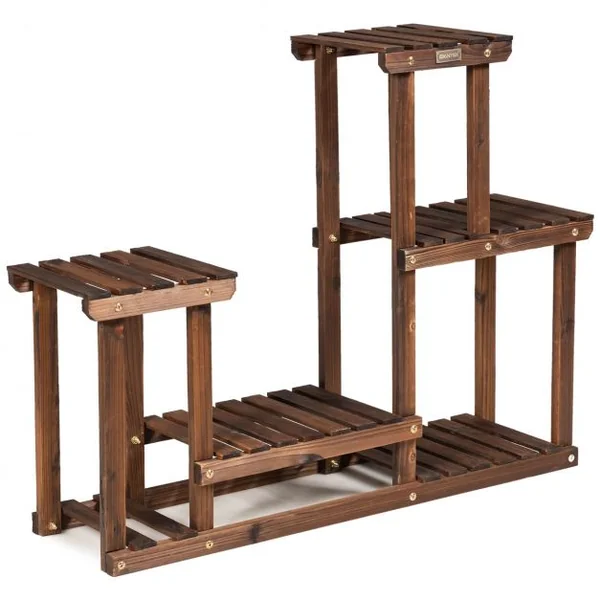 Etagère à Fleurs en Bois à 4 Niveaux Porte Fleurs en Echelle Verticale Capacité Charge.40KG