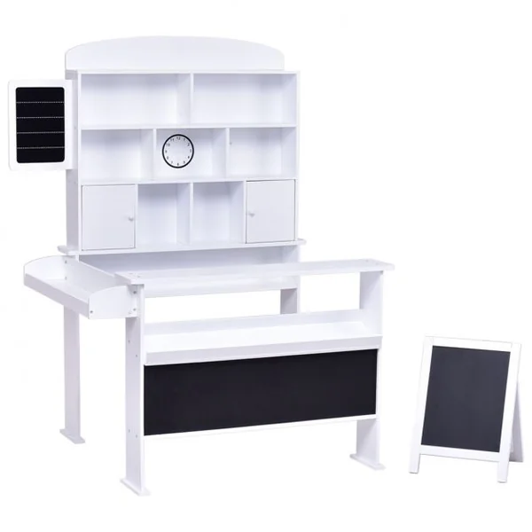 Etale de marchand pour enfant Stand d’épicerie pour enfants, Jouer à la marchande, 88,5x73x115cm, Blanc