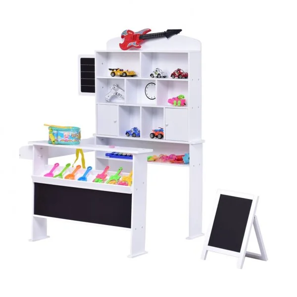 Etale de marchand pour enfant Stand d’épicerie pour enfants, Jouer à la marchande, 88,5x73x115cm, Blanc