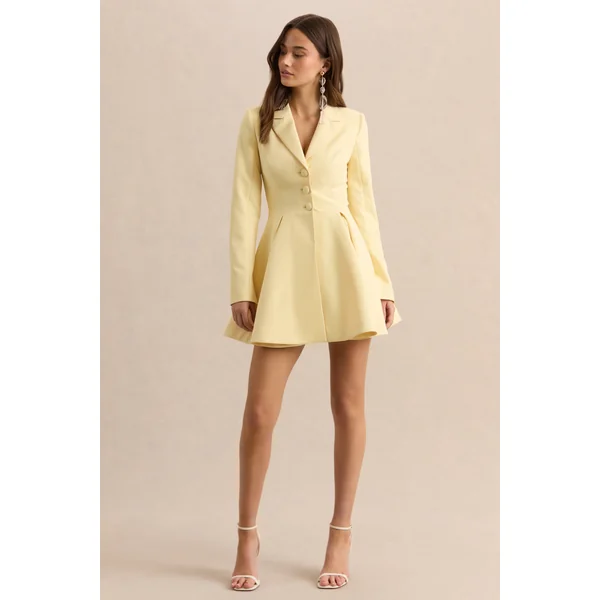 Etherea | Mini-robe patineuse citron à décolleté plongeant