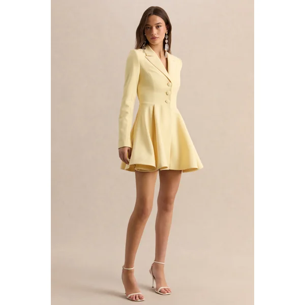 Etherea | Mini-robe patineuse citron à décolleté plongeant