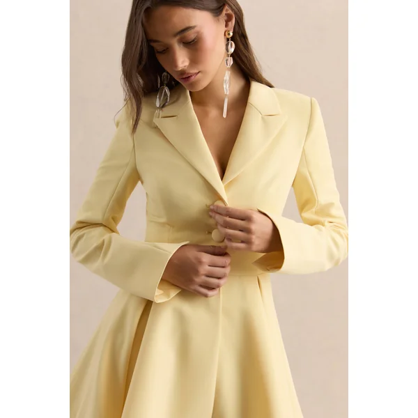 Etherea | Mini-robe patineuse citron à décolleté plongeant