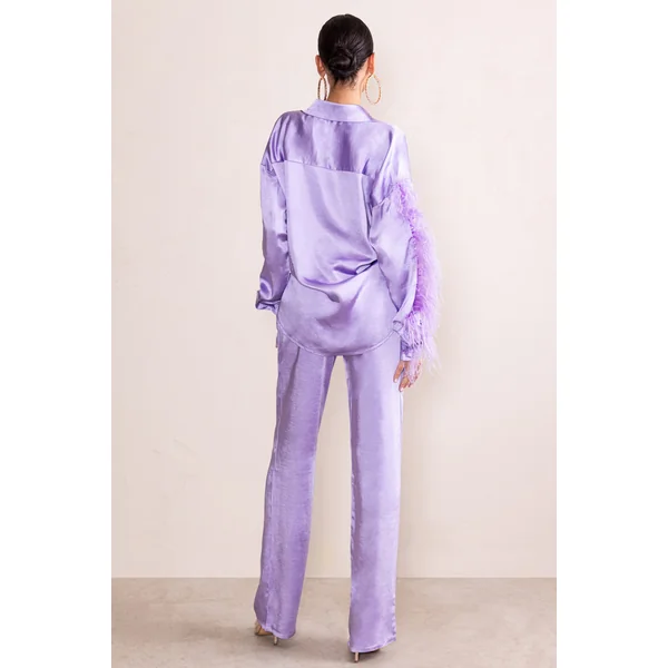 Evening Memories | Pantalon large en satin lila