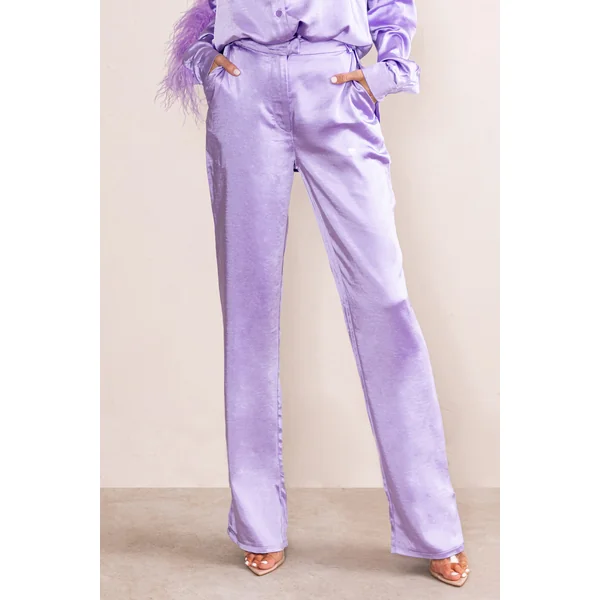 Evening Memories | Pantalon large en satin lila