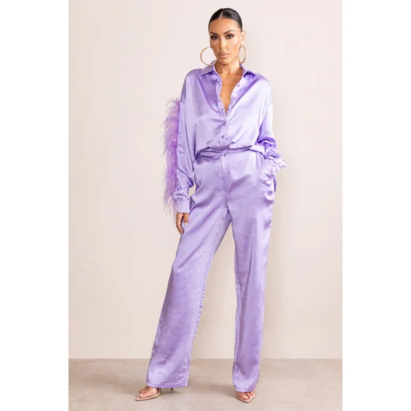 Evening Memories | Pantalon large en satin lila