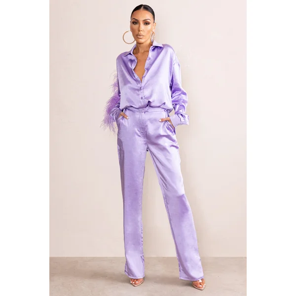 Evening Memories | Pantalon large en satin lila