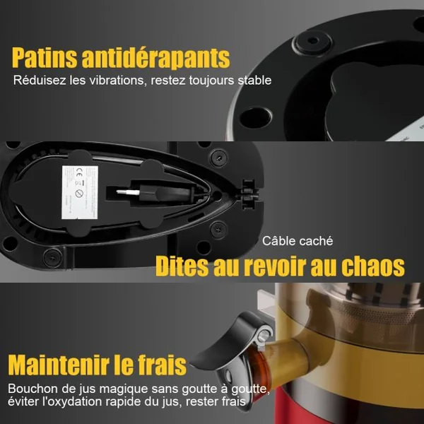 Extracteur de Jus 150w avec Accessoires Centrifugeuse pour Fruits et Légumes en Abs et Pc 27x15x385cm Rouge