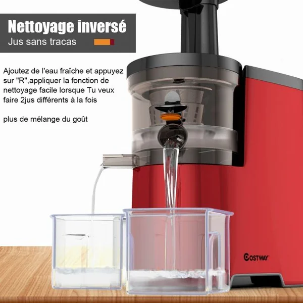 Extracteur de Jus 150w avec Accessoires Centrifugeuse pour Fruits et Légumes en Abs et Pc 27x15x385cm Rouge