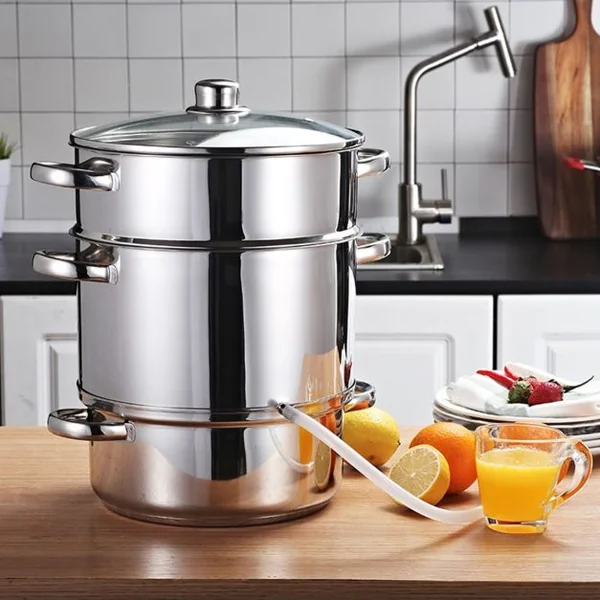 Extracteur de Jus / Fruit Cuiseur à Vapeur Φ26,5 cm / 9L en Acier inox. avec Couvercle Tuyau Pince-Induction