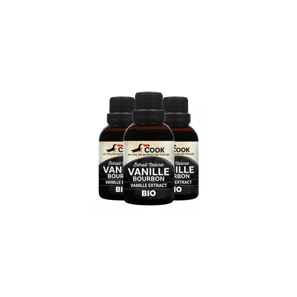 Extrait naturel de vanille bourbon bio - Lot de 3x40ml