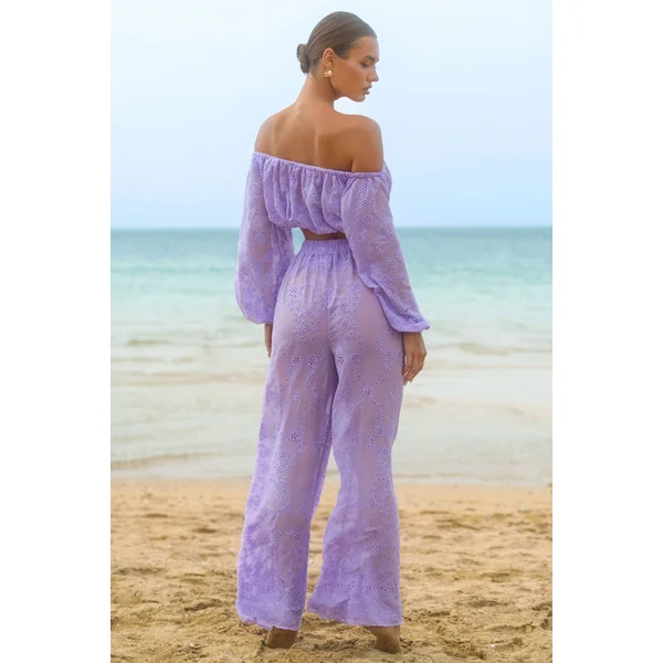 Fantini | Pantalon large en broderie lilas