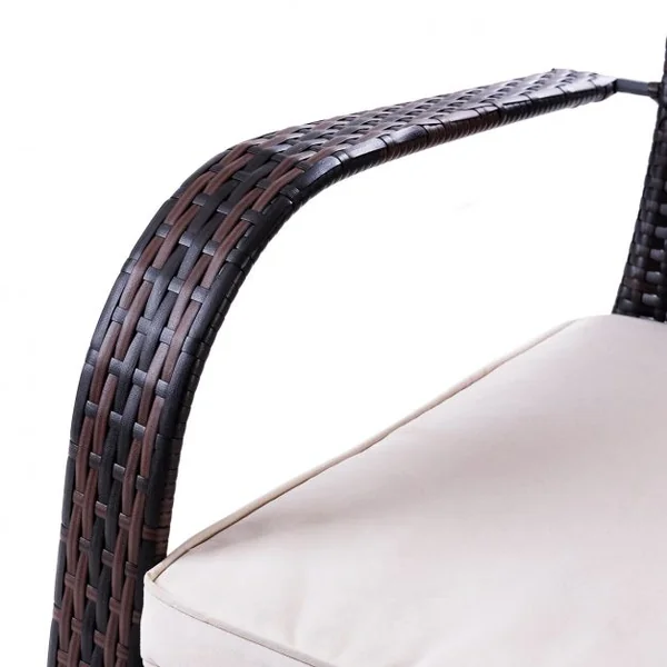 Fauteuil de Terrasse Bas en Rotin Chaise de Jardin Basse en Rotin Tressé avec Coussin d’Assise, 79x79x82cm, Marron