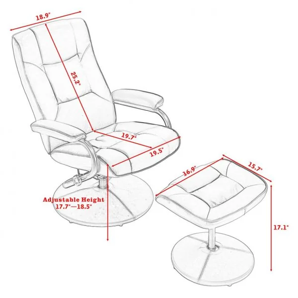 Fauteuil relax inclinable avec repose-pieds siège de salon chaise de bureau-Noir