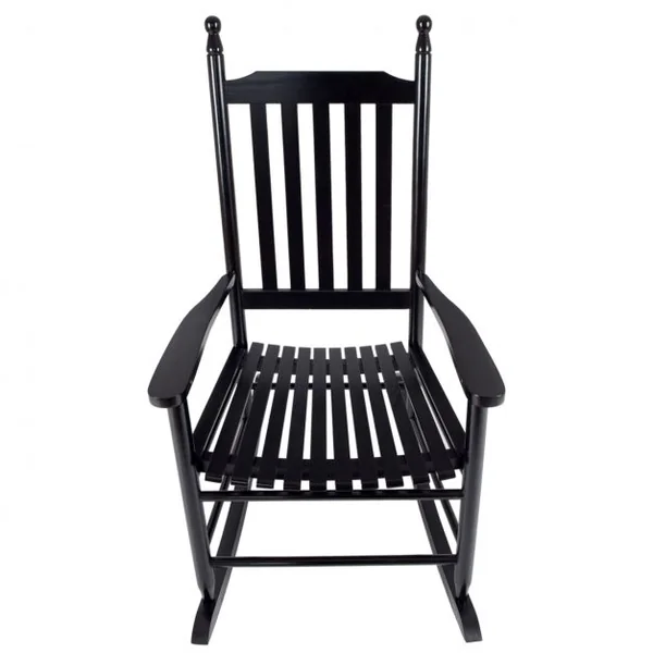 Fauteuil à bascule en bois Fauteuil berçant, Capacité max.150 kg, pour jardin, terrasse, balcon, 59 x 83 x 115 cm, Noir