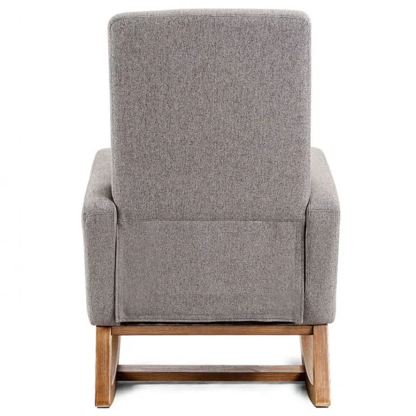 Fauteuil à Bascule Rembourée Confortable et Doux Structure en Bois Charge Max 115KG Gris foncé