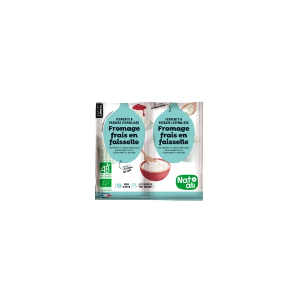 Ferments et présure lyophilisés pour fromage frais en faisselle bio - Lot de 2x6g