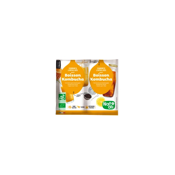 Ferments lyophilisés pour boisson Kombucha bio - Lot de 2x5g
