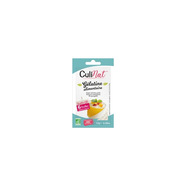 Feuilles de gélatine bio qualité Or - 11g
