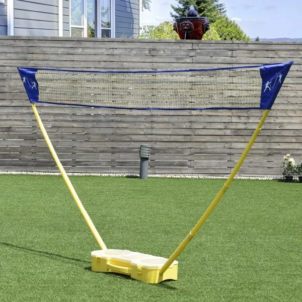 Filet de Badminton/ Volley Professionnel et Transportable avec Raquette et Volant Autoportant, 290x32x160cm, Jaune