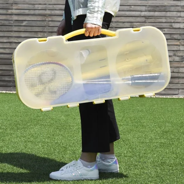 Filet de Badminton/ Volley Professionnel et Transportable avec Raquette et Volant Autoportant, 290x32x160cm, Jaune