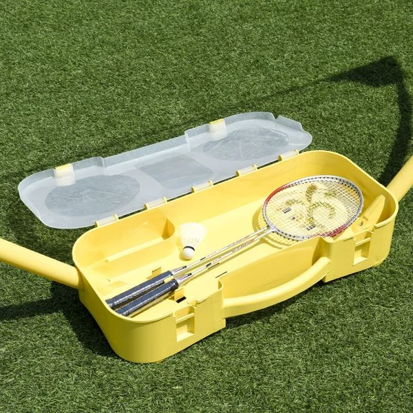 Filet de Badminton/ Volley Professionnel et Transportable avec Raquette et Volant Autoportant, 290x32x160cm, Jaune