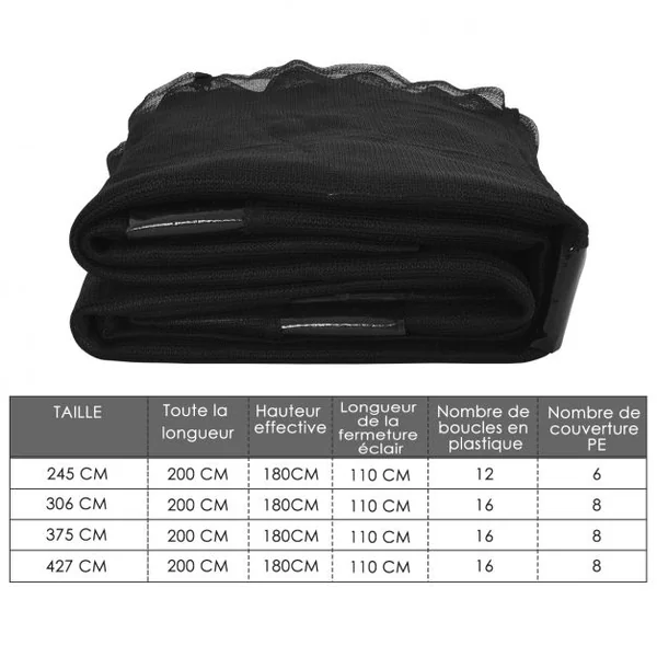 Filet de Sécurité pour Trampoline de Jardin Ø245CM avec Fermeture et Boucles H180CM