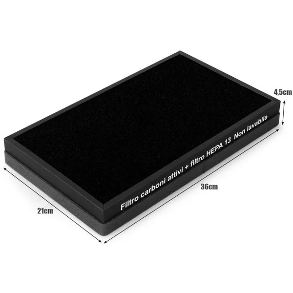 Filtre pour Purificateur d’Air 50w pour Pièces de 30-40m² Filtre de Rechange en Hepa et Charbon Actif 12 Mois 35x4x21cm