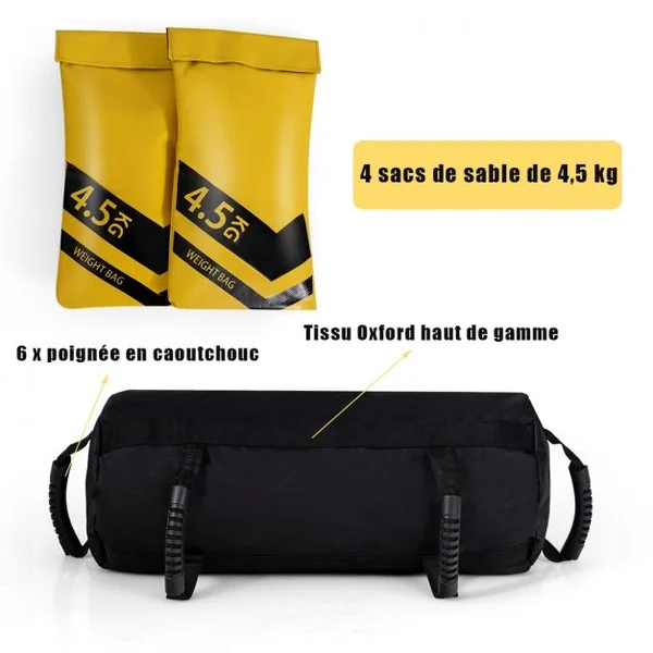 Fitness Sacs de Sable Haltérophilie pour l'Entraînement Renforcé pour Musculation Exercise 18 KG