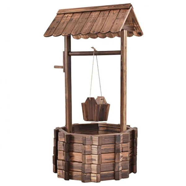 Fontaine de Jardin Puits en Bois d’Extérieur 56 x 56 x 114 cm
