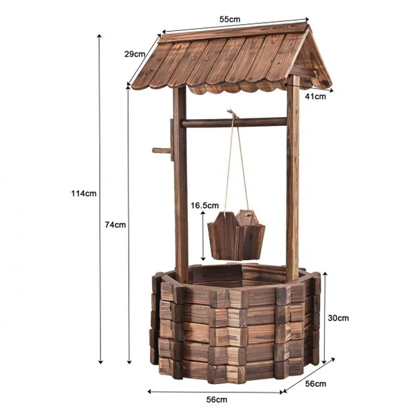 Fontaine de Jardin Puits en Bois d’Extérieur 56 x 56 x 114 cm