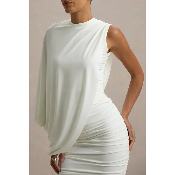 Fortuna | Mini-Robe Blanche Froncée à Une Manche