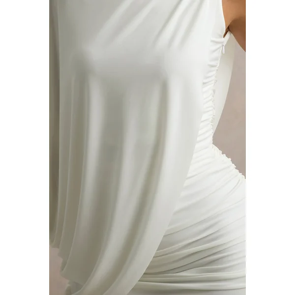 Fortuna | Mini-Robe Blanche Froncée à Une Manche