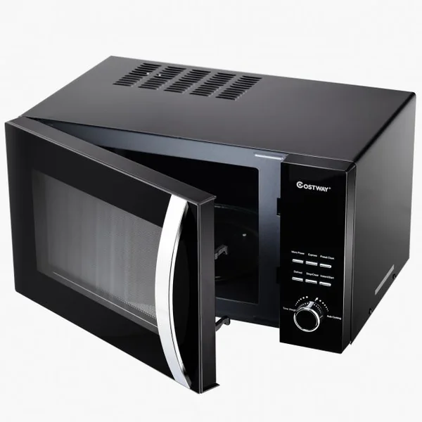 Four à micro-ondes 23L 800W en Acier inoxydable, 5 puissances, Plateau amovible, 48.2 x 38.4 x 27.8 cm, 12 kg, Noir