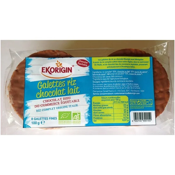 Galette riz complet choco lait (8) 100g