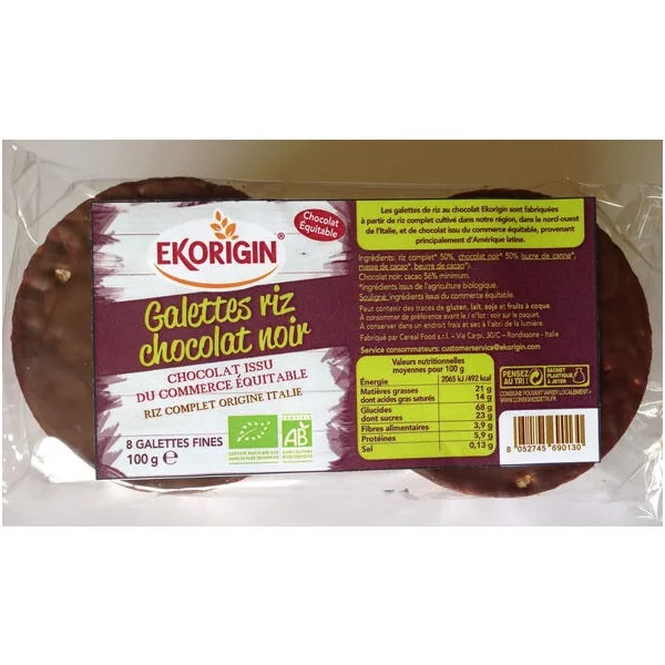 Galette riz complet choco noir(8) 100g