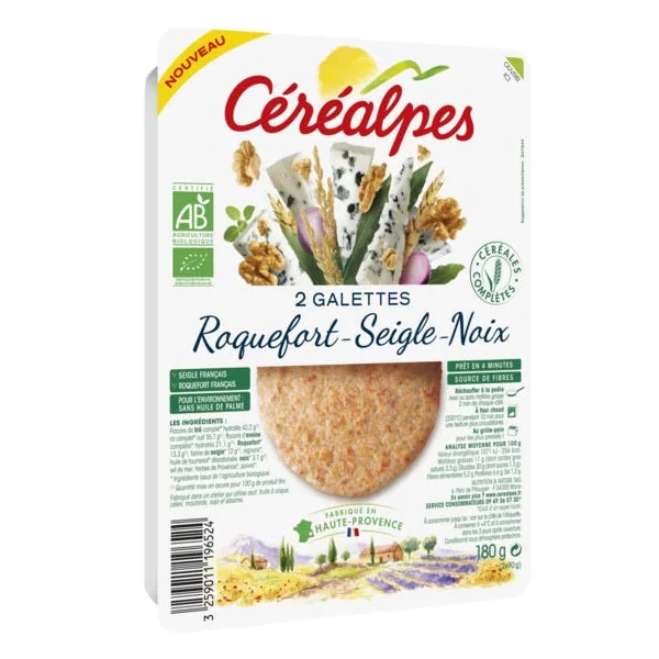 Galette roquefort seigle noix 2x90g