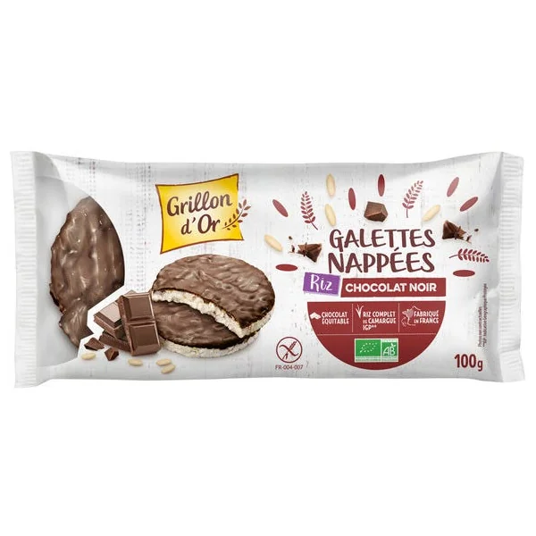 Galettes de riz nappées chocolat noir sans gluten 100g