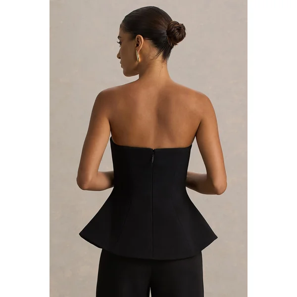 Gifted | Top noir à décolleté bandeau façon corset