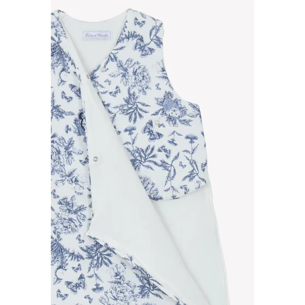 Gigoteuse Toile de Jouy Bleu Tartine et Chocolat - Soins Bébé Naturels & Produits Maman Après Naissance