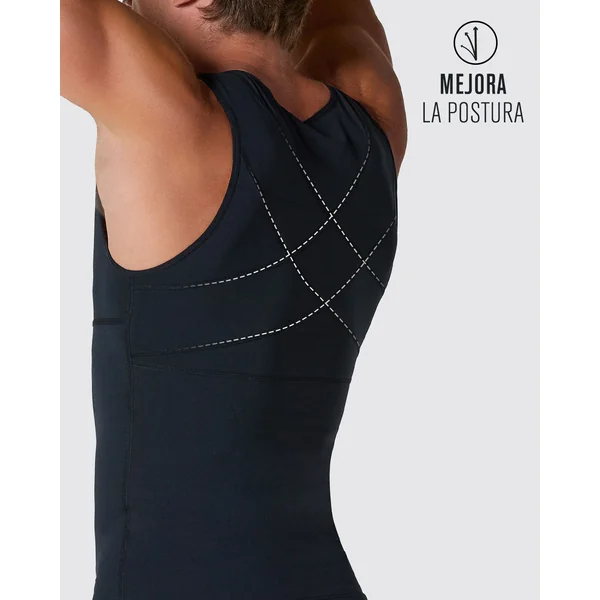 Gilet de compression avec double couche de tissu sur l'abdomen et dans le dos