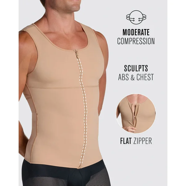 Gilet de compression avec double couche de tissu sur l'abdomen et dans le dos