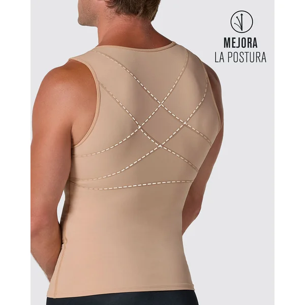 Gilet de compression avec double couche de tissu sur l'abdomen et dans le dos