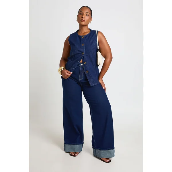 Gilet Grande Taille Boutonné Avec Boutons Effet Corne