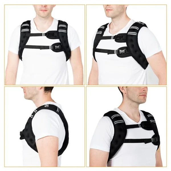 Gilet Lesté de 5 Kg Réglable pour Entrainement et Gilet avec Poids pour Exercice de Musculation en Néoprène Noir