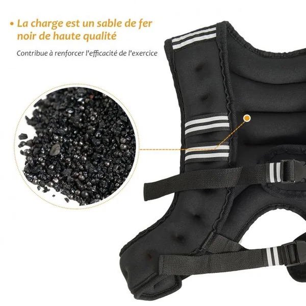 Gilet Lesté de 5 Kg Réglable pour Entrainement et Gilet avec Poids pour Exercice de Musculation en Néoprène Noir