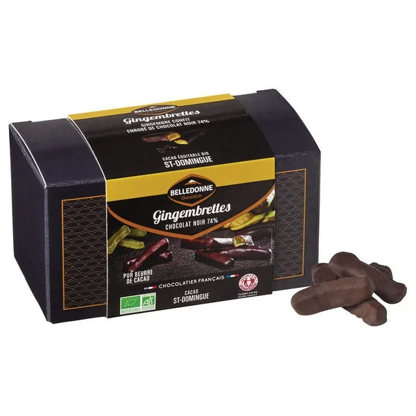 Gingembre confit enrobé chocolat noir 100g